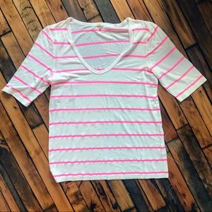 JCrew Neon Stripe Tee